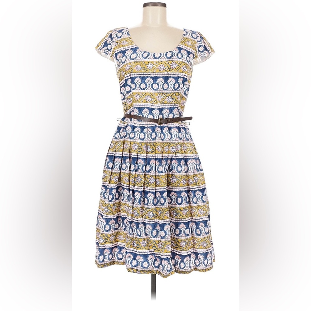 Corey Lynn Calter Blue and Yellow Midi Dress